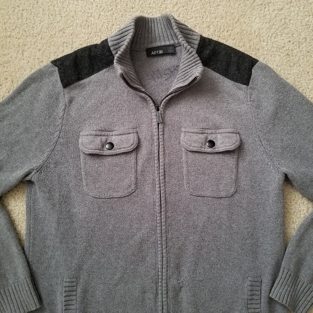 ♻️ Men's Apt 9 Grey Zip Up Collared Sweater ♻️ - Picture 3 of 14